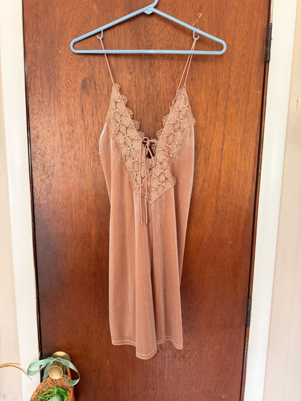 Cotton Candy Lace-Trim Chemise in Nude Blush